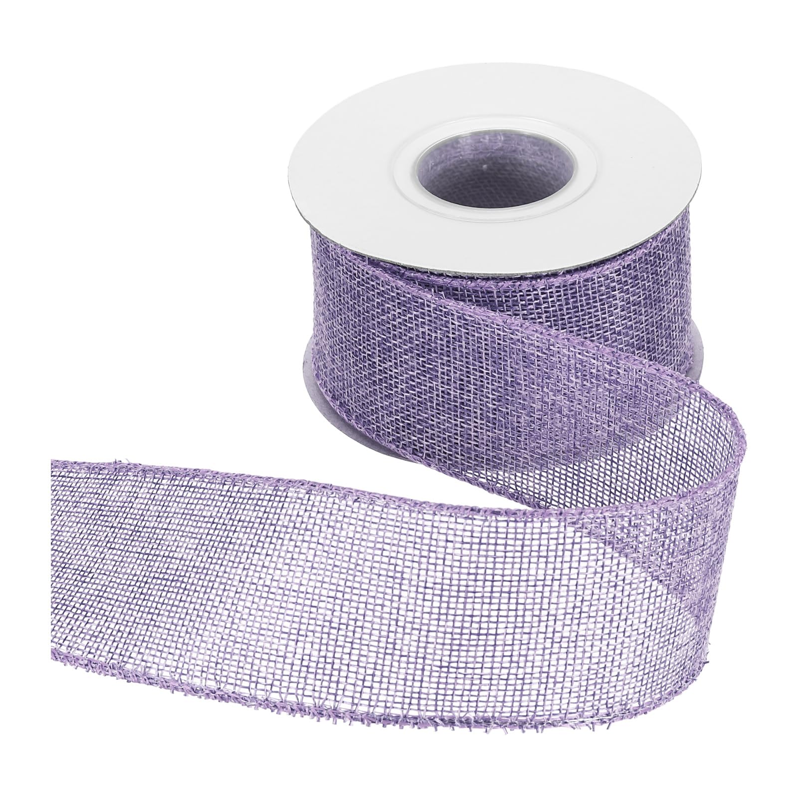 sourcing map Burlap Wired Ribbon 2" x 10 Yards Wired Edge Ribbon Cross Linen Woven Strap for Big Bow Wreath Holiday Parties Home and Outdoor Decoration, Light Purple