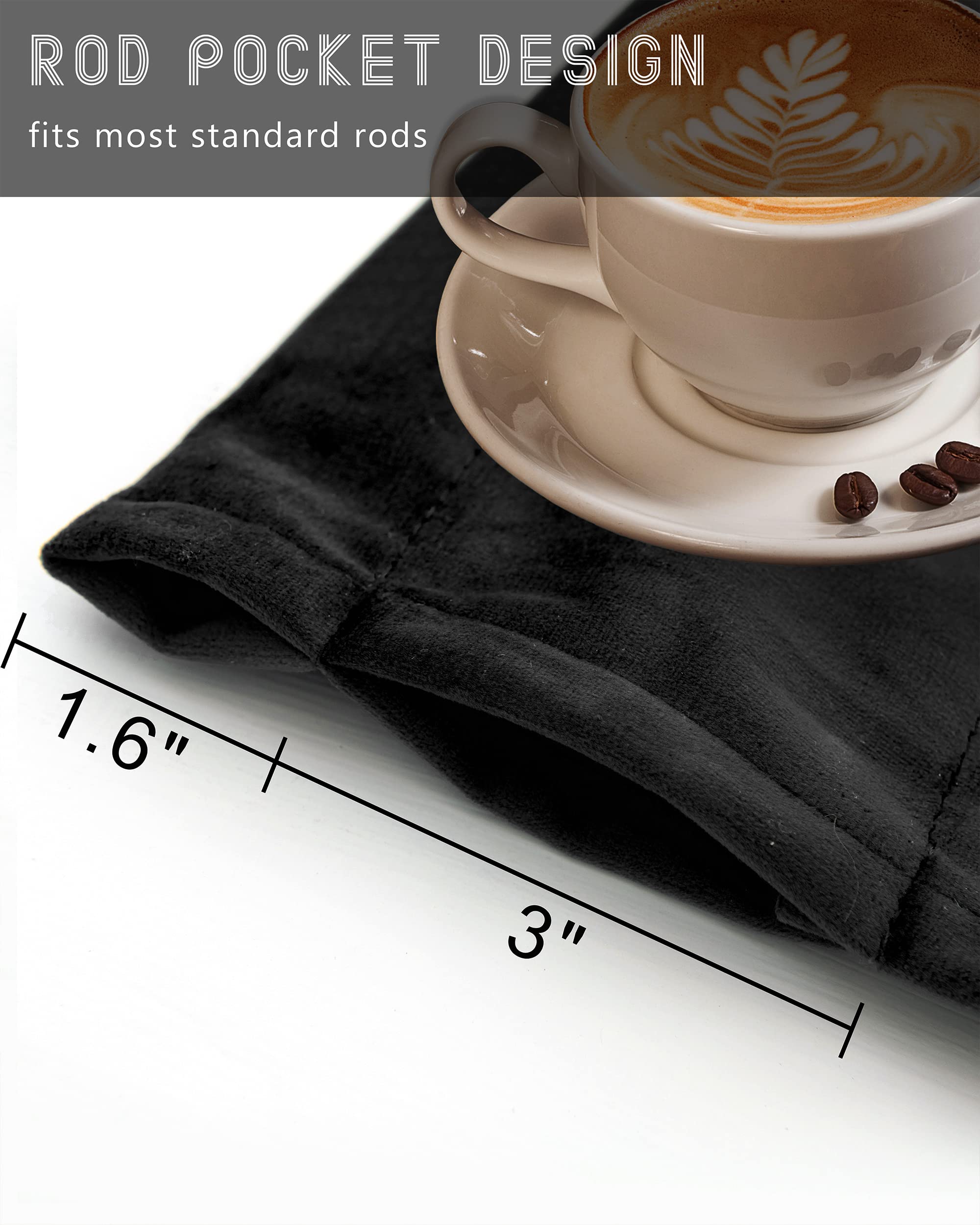 SMILETIME Tende in velluto nero con tasca per asta termica, isolate in morbido velluto per camera da letto e soggiorno, set di 2 pannelli, 150 x 200 cm di lunghezza