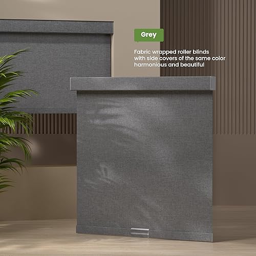 Miniatura 2 de HOTSOON Persianas enrollables opacas de lino para ventanas, sin cordones, persianas enrollables para oscurecer la habitación, fáciles de instalar,