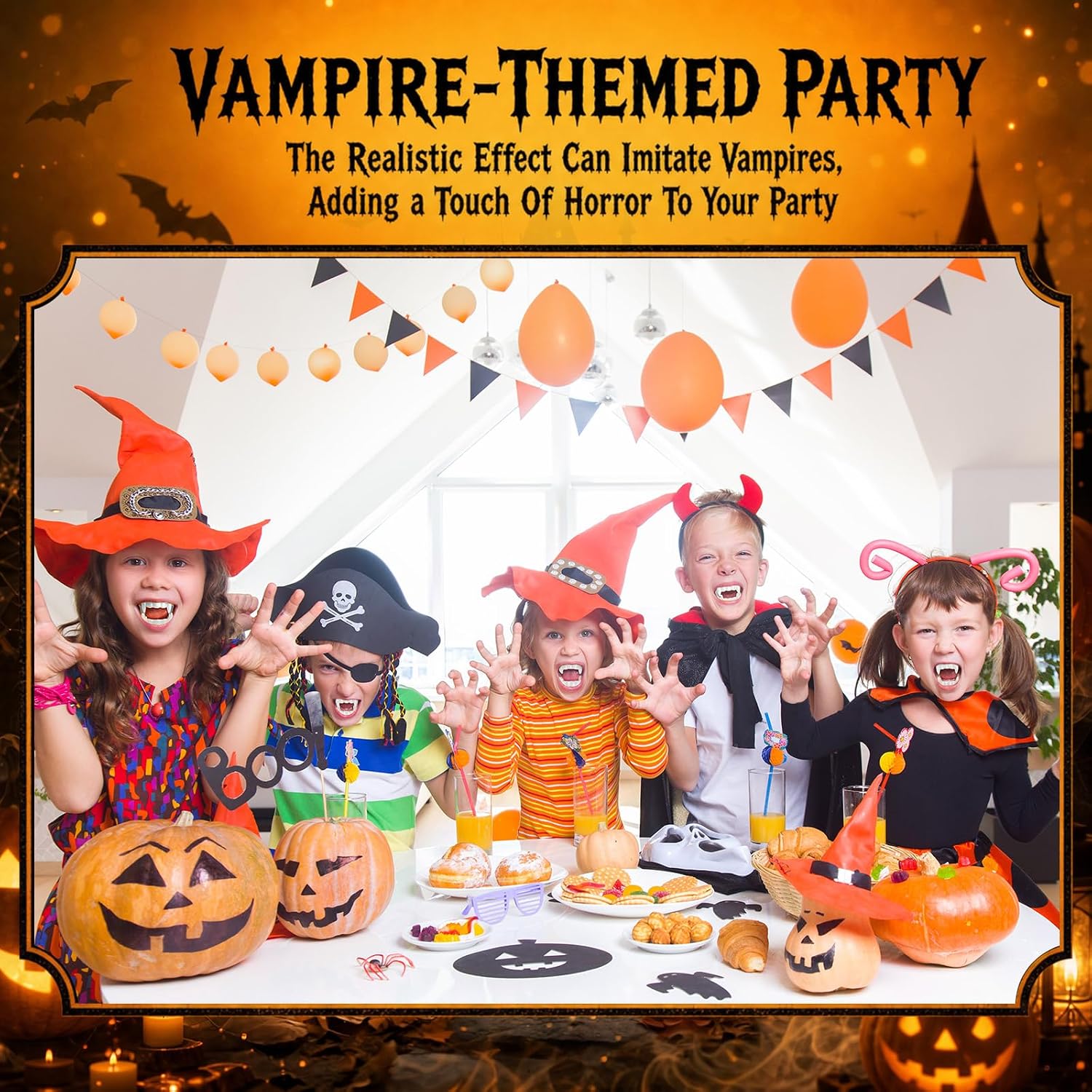 JOVITEC 50 Pcs Vampire Fangs Plastic Fake Teeth Halloween Party,White image 4