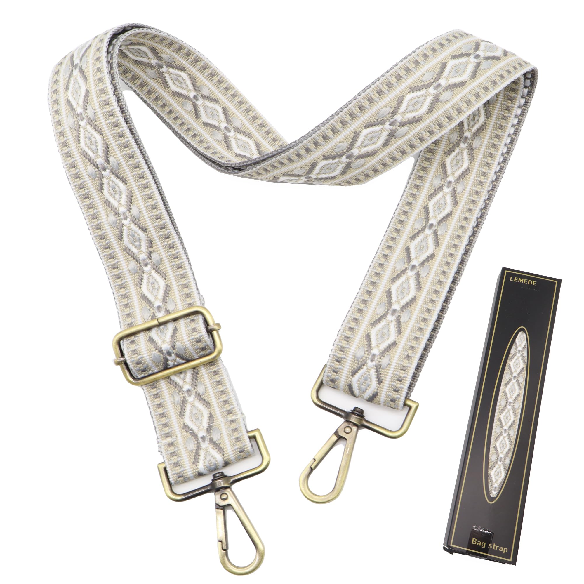 LEMEDE Purse Strap Adjustable Replacement Crossbody Bag Straps Retro Jacquard Embroidery Shoulder Straps for Shoulder Bag