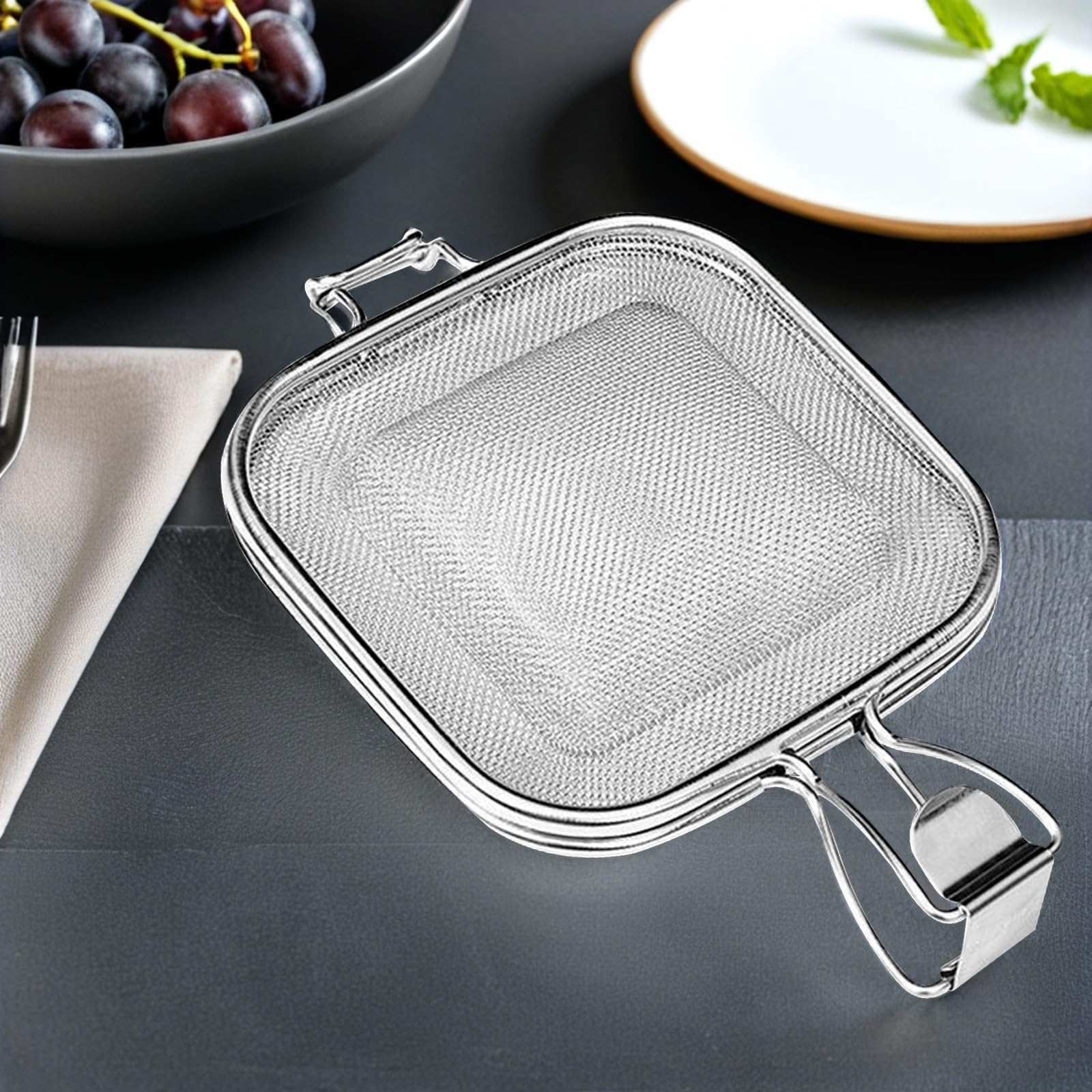 Hemobllo Pinza per Tostare Sandwich in Acciaio Inossidabile Bordi Arrotondati, Resistente per Forno e Barbecue, Strumento la Cottura del Pane