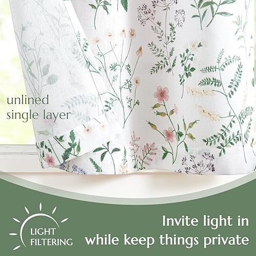 Miniatura 3 de jinchan Cortinas de cocina florales de primavera sobre el fregadero, cortinas de lino de 36 pulgadas de largo, para sala de estar, baño, cortinas