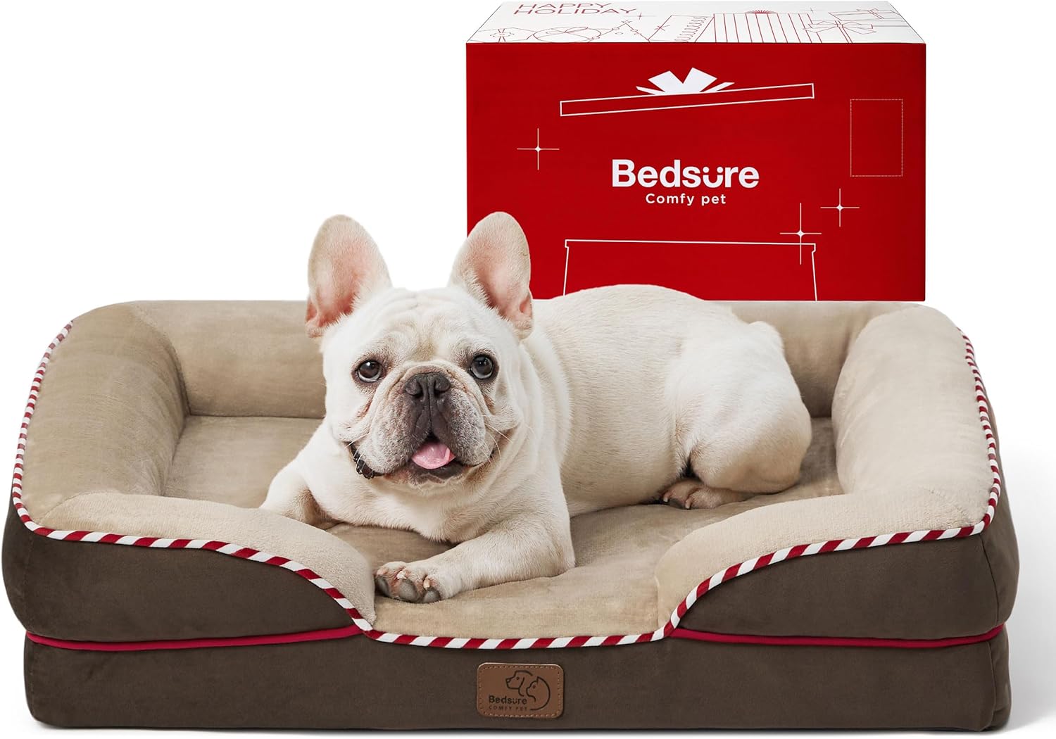 Bedsure Orthopedic Dog Bed for Medium Dogs - Waterproof Dog Sofa Beds Medium, Supportive Foam Pet Couch Bed with Removable Washable Cover, Waterproof Lining and Nonskid Bottom, Brown 28.0"L x 23.0"W x 6.5"Th Cocoa