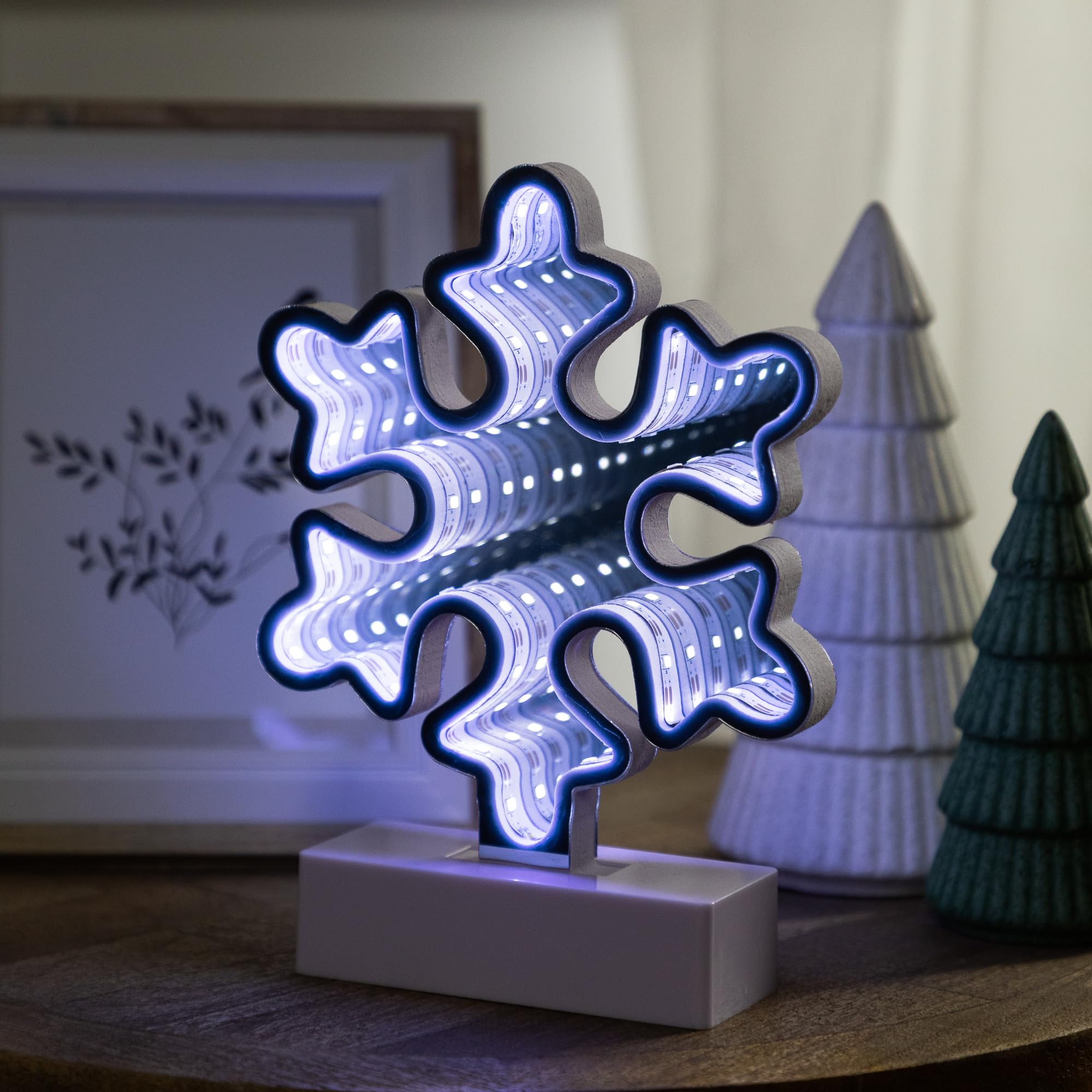 LED 3D Snowflake Christmas Infinity Mirror Light - 7.75"