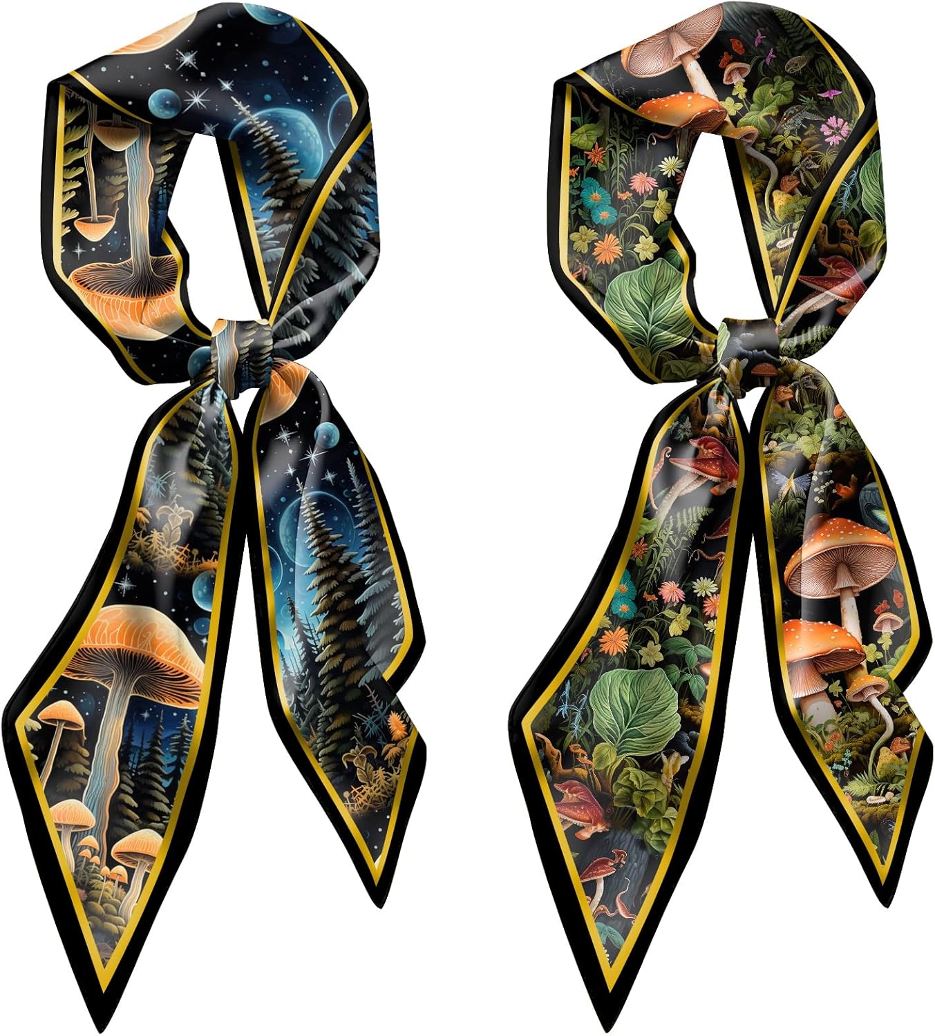 2PCS Scarf Silk Feeling Hair Head Satin Long Neck Fashion Scarfs for Bag Decoration Women Girls Cute 59 * 6.7”