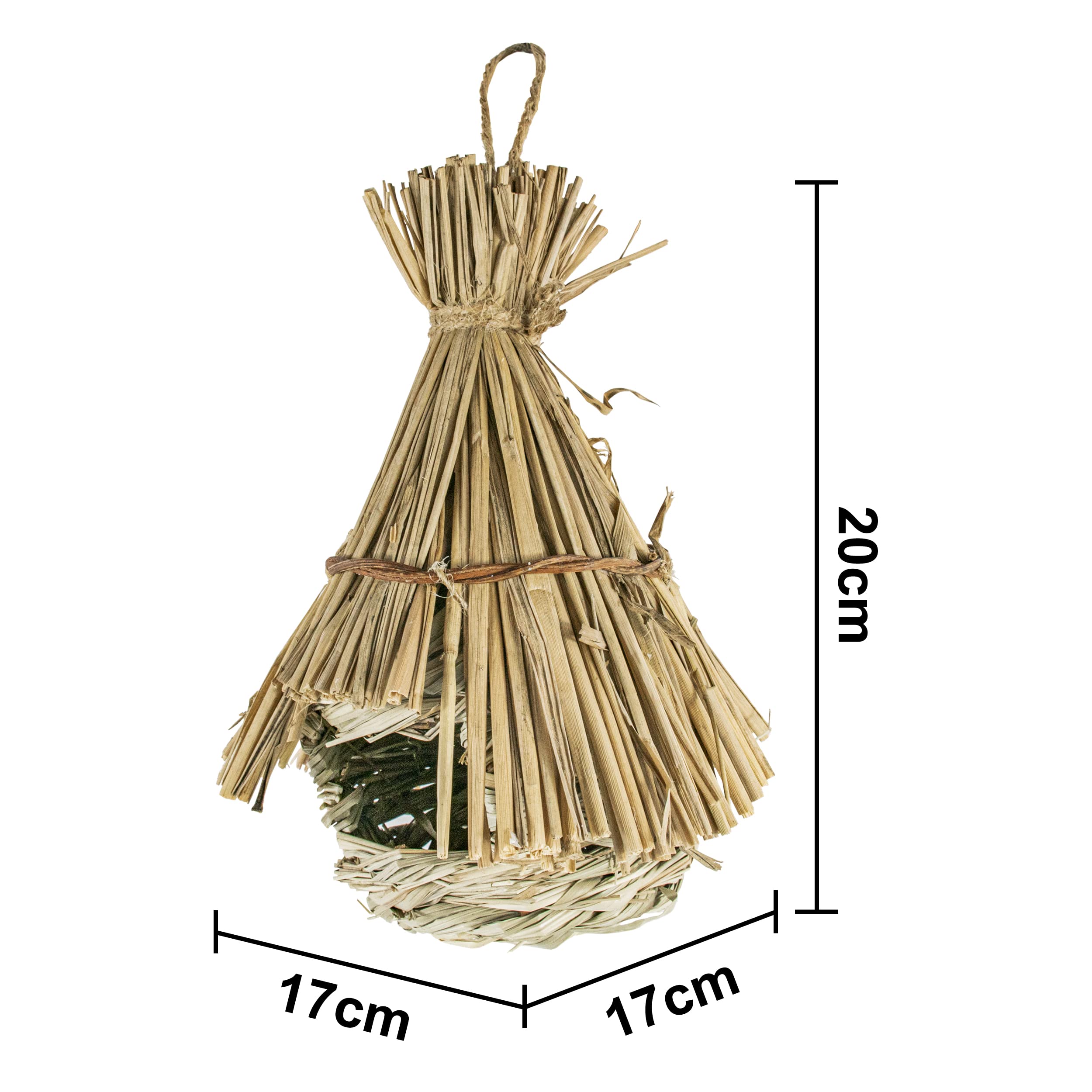 BESCH Pack 2 Nidos para Pájaros Pequeños de Hierba Natural 16x16x19cm Tejado Plano - Casita de Pajaro Colgante Exterior - Casa Pajaro Jardín — view 2