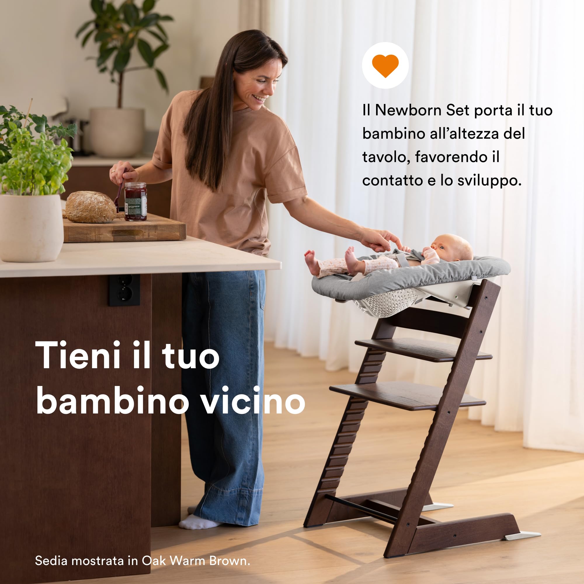 Sedia Tripp Trapp di Stokke (Oak Black) con Newborn Set (Grigio) - Per neonati fino a 9 kg - Confortevole, sicuro e facile da usare