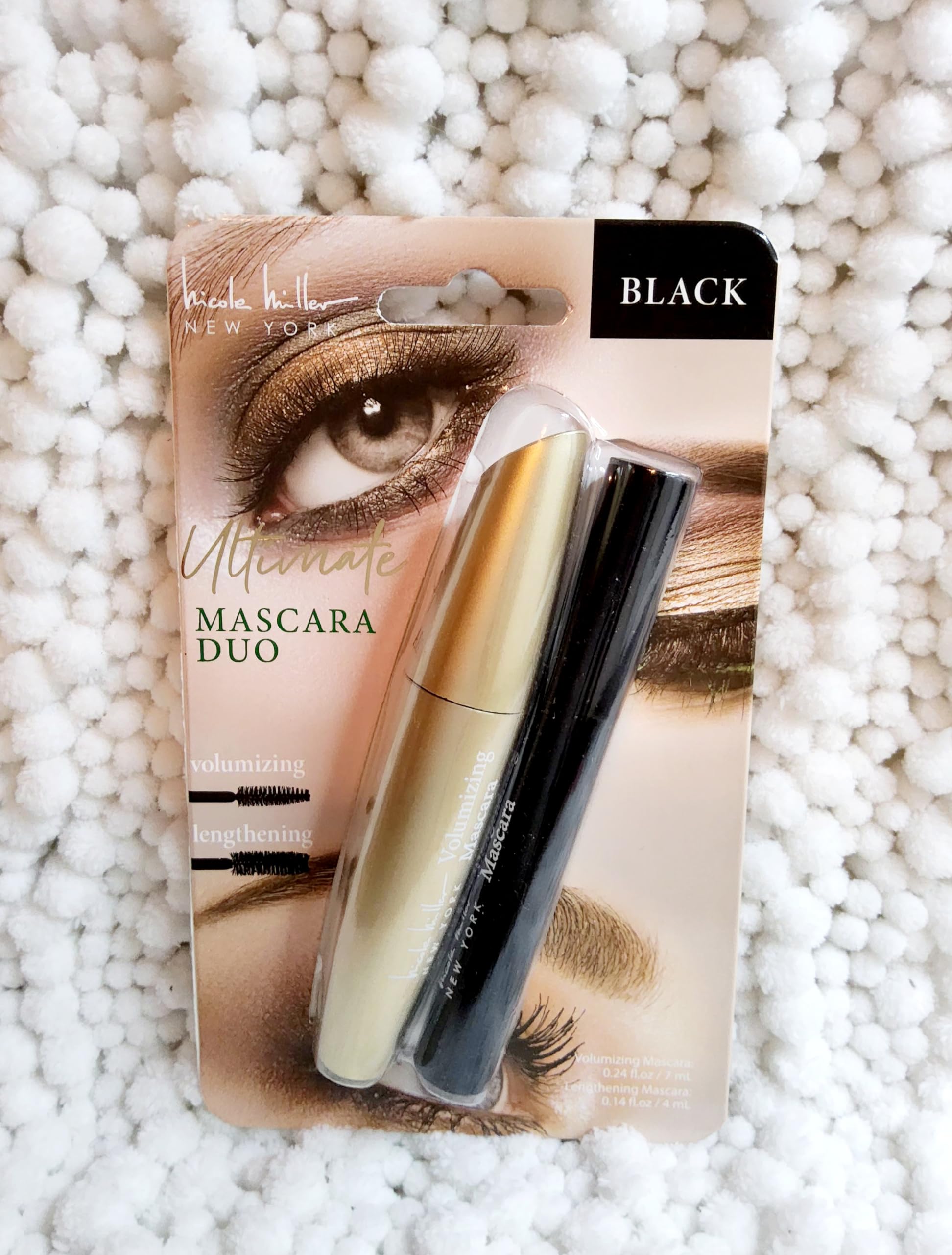 Nicole Miller Ultimate Mascara Duo Volumizing & Lengthenin, 0.38 Fl Oz (Pack of 1), Black