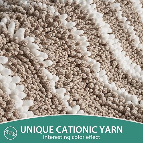 Miniatura 6 de HOMEIDEAS Juego de 2 alfombras de baño, felpilla de tinte catiónico, extra suave, absorbente, antideslizante, lavable a máquina (32 x 20 pulgadas +