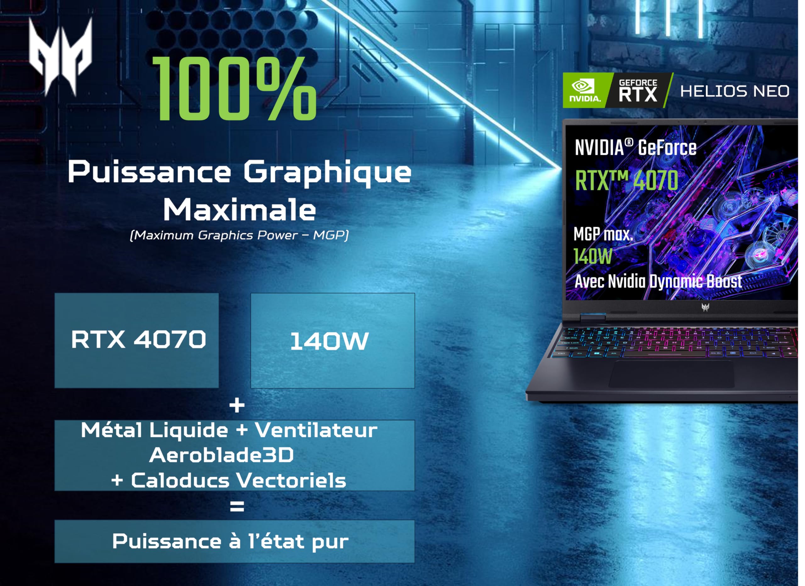 ACER Predator Helios 16 PHN16-72-94FH, Computer portatile Gaming 16" WQXGA IPS 240Hz, PC portatile Gamer (Intel Core i9-14900HX, RAM 32 GB, 1024 GB SSD, NVIDIA GeForce RTX 4070, Windows 11), nero