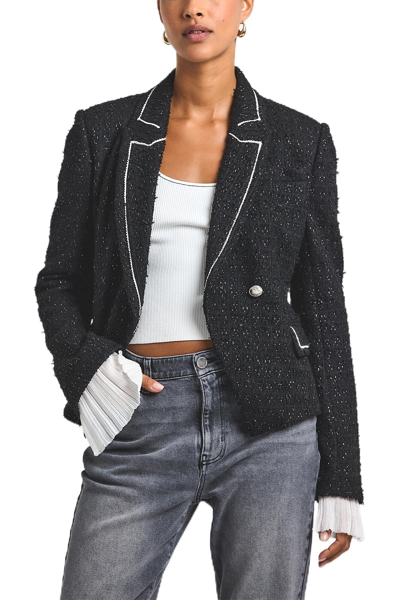 Derek Lam 10 Crosby Womens Estelise Galaxy Tweed Blazer