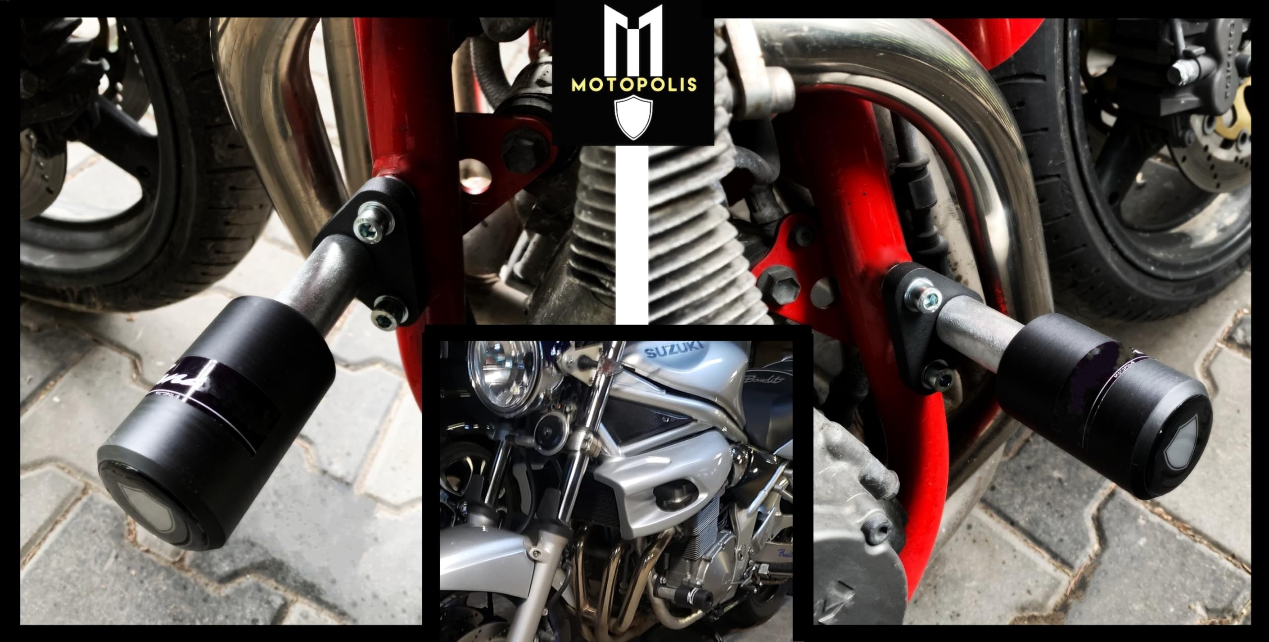 Suzuki GSF 600/1200 BANDIT 96-05 - Bumper de moto Negro Aluminio y nylon Fcil instalacin Protector frontal