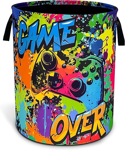 Miniatura 11 de Cesta de lavandería de coche de carreras, divertida cesta de ropa Oxford con asa, plegable, portátil, cesta de almacenamiento de ropa de 18.9 x 16.5