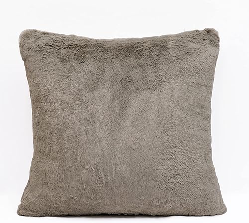 Miniatura 57 de Juego de 2 fundas de almohada de piel sintética de conejo de 20 x 20 pulgadas, fundas de almohada cuadradas decorativas de felpa peludas acogedoras