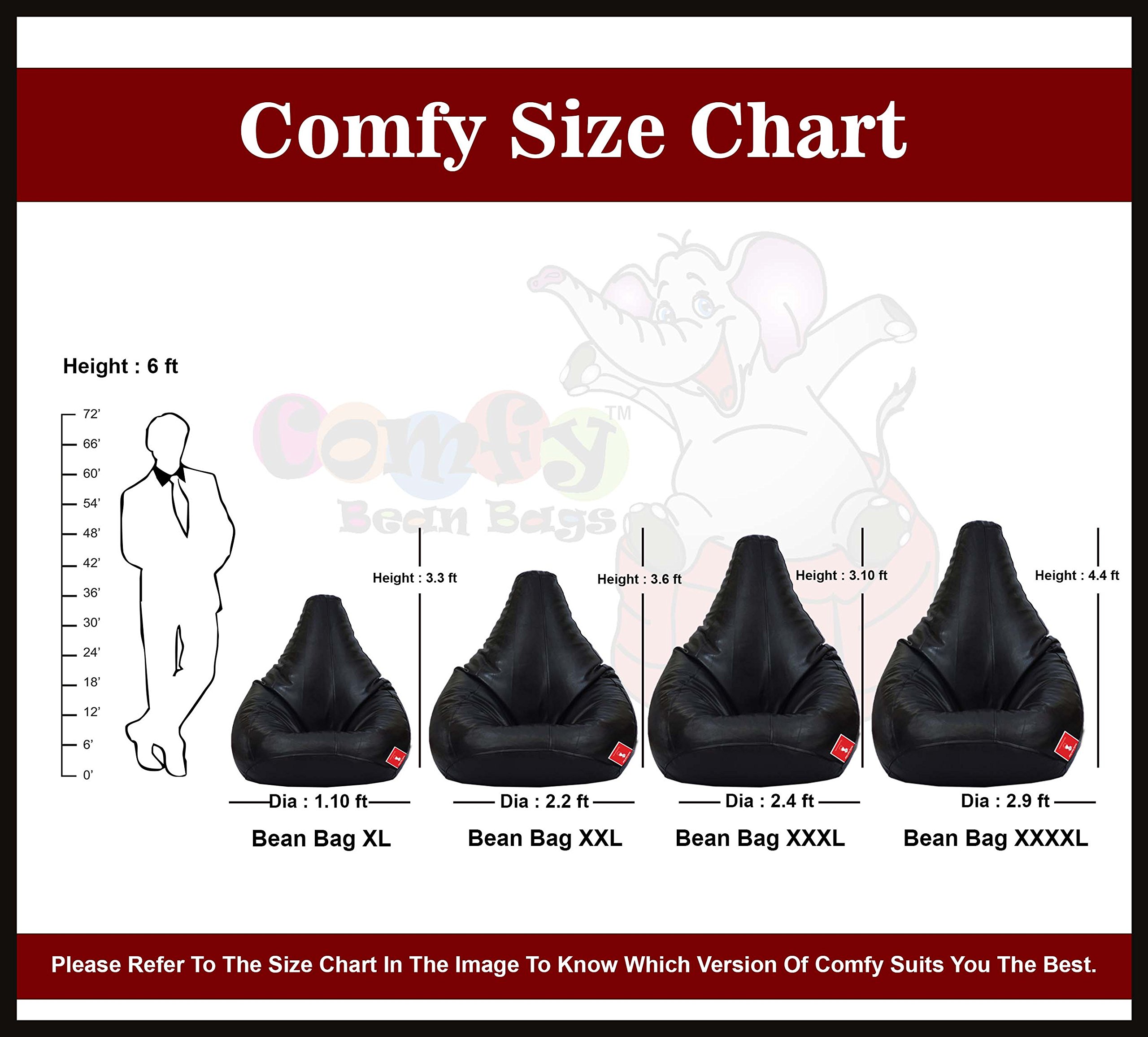 Update more than 152 bean bag size chart india best esthdonghoadian