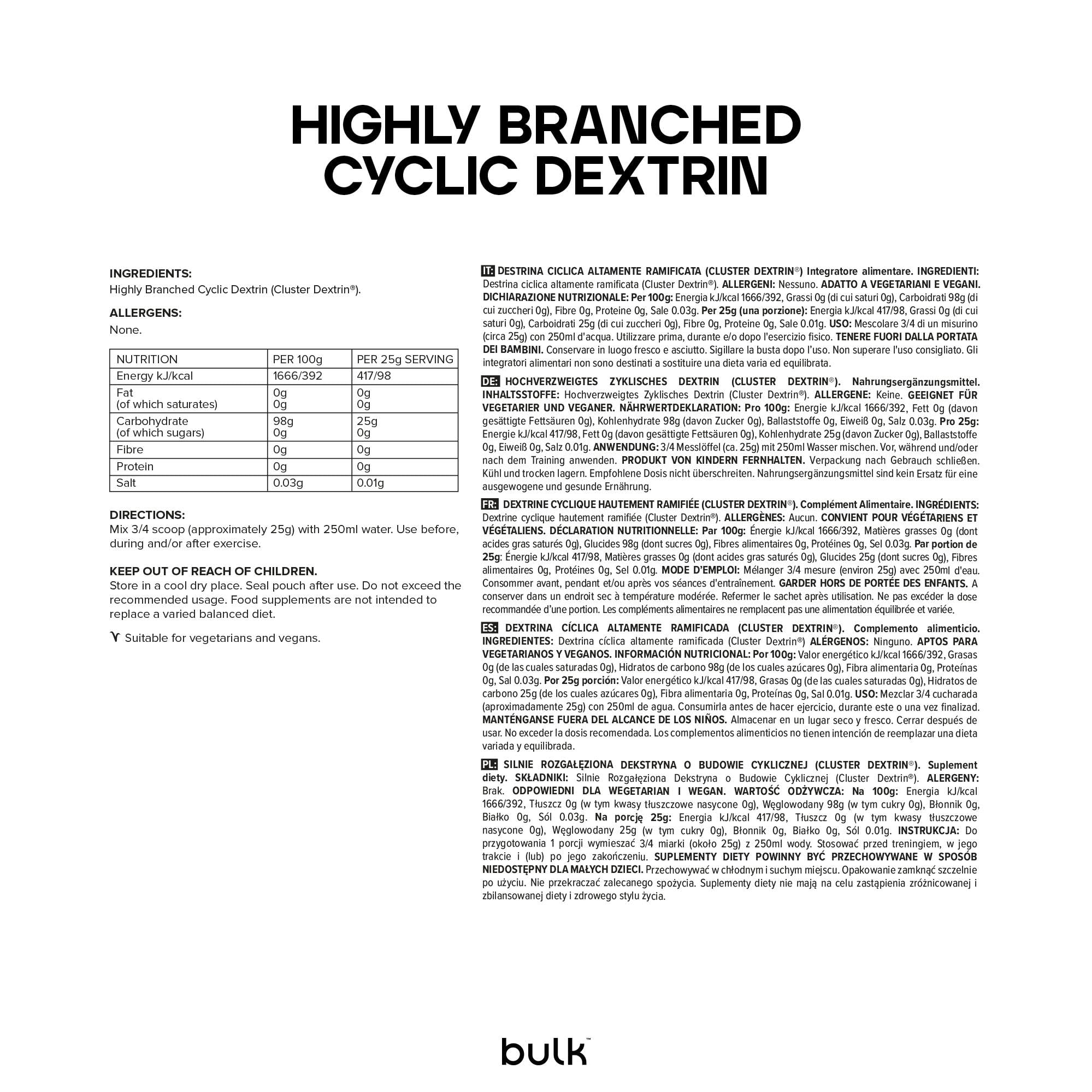 Bulk Hochverzweigtes Zyklisches Dextrin Pulver, Cluster, 2,5 kg, Verpackung Kann Variieren