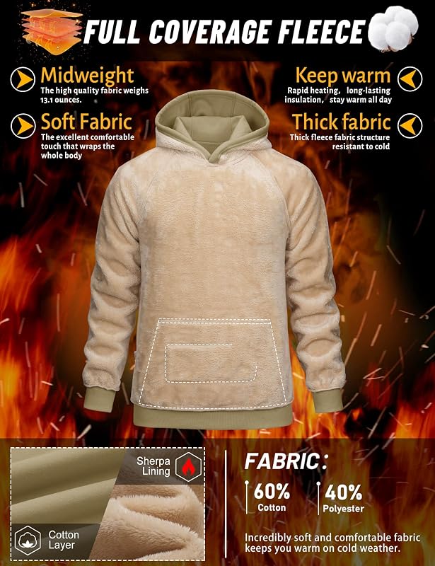 TACVASEN Fleece Lined Hoodies for Men Sherpa Thermal Winter Sweat Shirts image 2