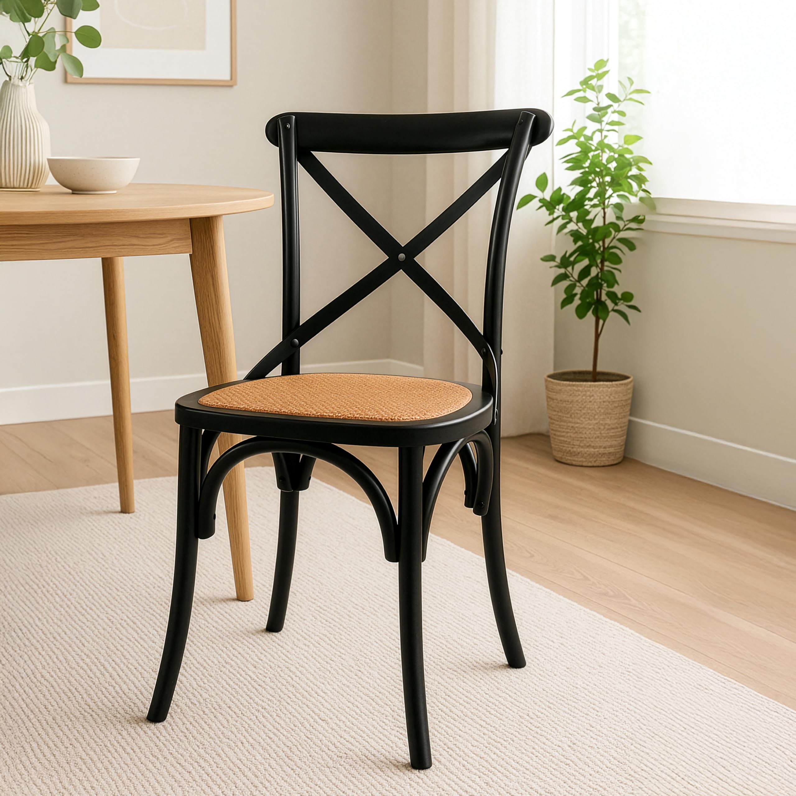 【発送の場合は即購入不可】 [MHLC-P4b] RPM ペリアン チェア ダイニングチェア サイドチェア 黒 wooden chair アート リポストモダン Re Post Mordern 95047 Amazon.com - 2xhome Wooden X Back Dining Chair | Woven Rattan Seat