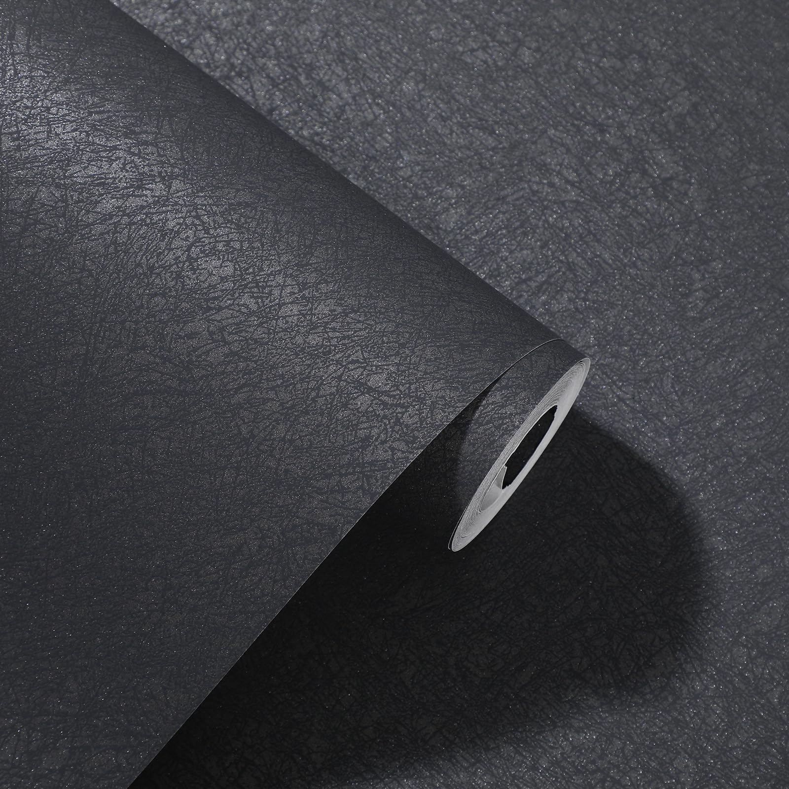 Anttyscar Plain Black Wallpaper Silk Textured Embossed Wallpaper for Living Room, Bedroom, Countertop Cabinets, Stand Liner, Door Makeover Decor, Hallway and Stairs