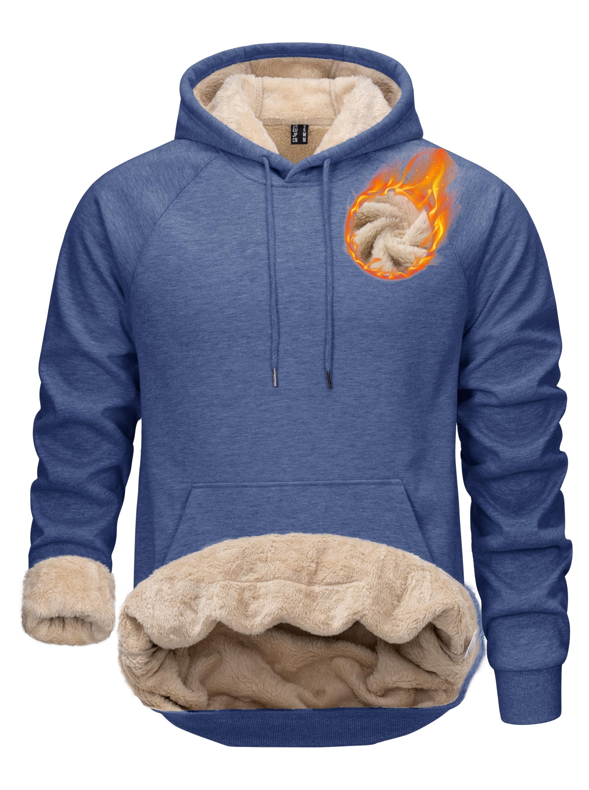 TACVASEN Hoodie Herren Kapuzenpullover Dicker Warmer Winter Hoody | Hoodie Baumwolle,Winddicht,Warmhaltend,Sweater Outdoor,Sport,Freizeit,Zugkordel,Kapuzenpullover Langarm,Hoody mit Kapuze