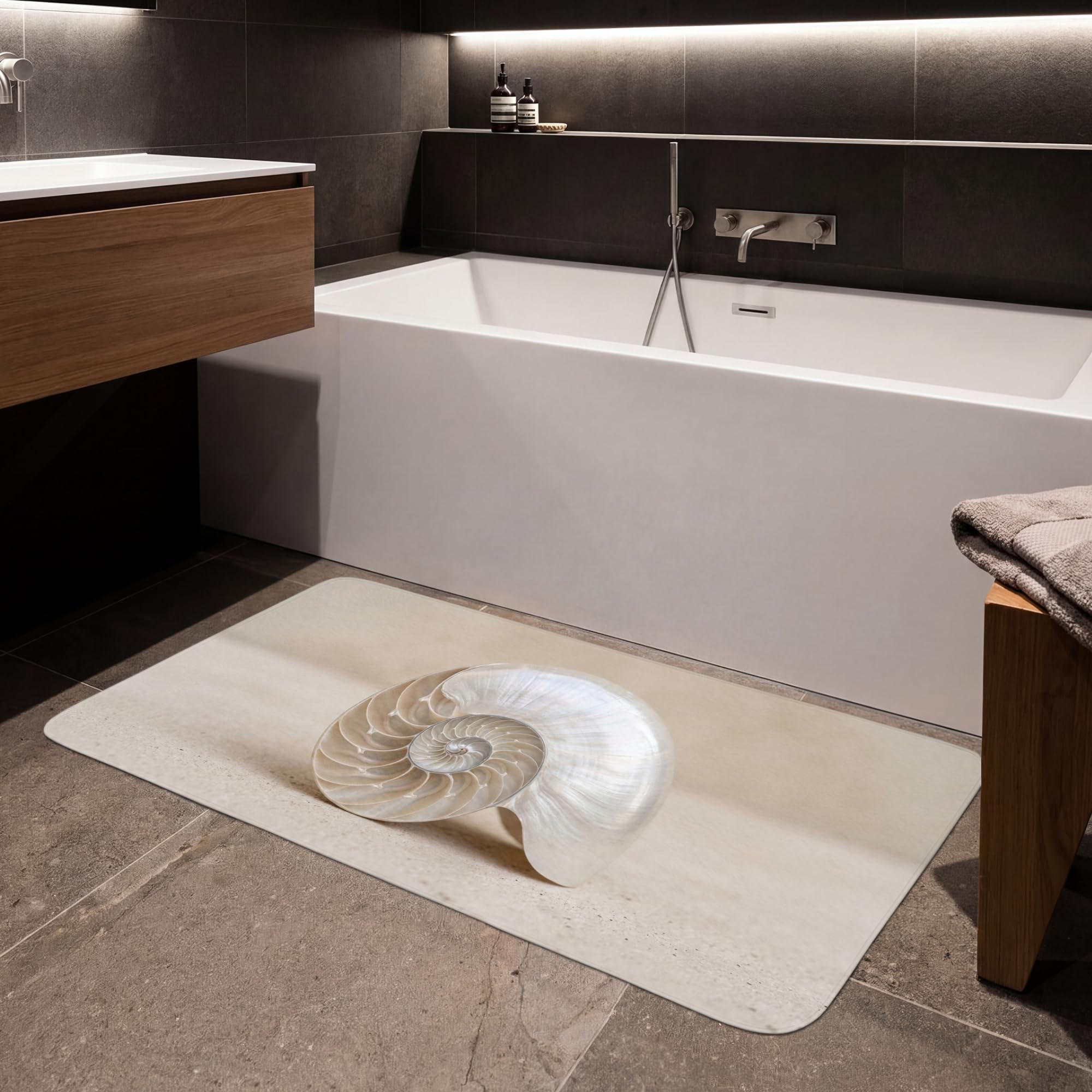 Tapis Douche Bain Decoration Absorbant Antidérapant Lavable Non