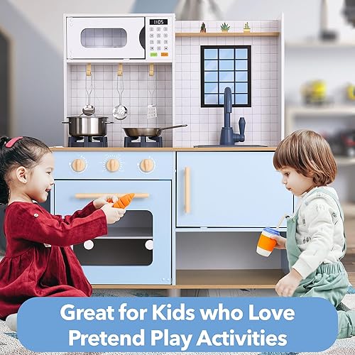 Miniatura 8 de Cocina de madera para niños, cocina de juego de simulación para niños pequeños y grandes, juego de cocina para niños pequeños, juego de cocina para