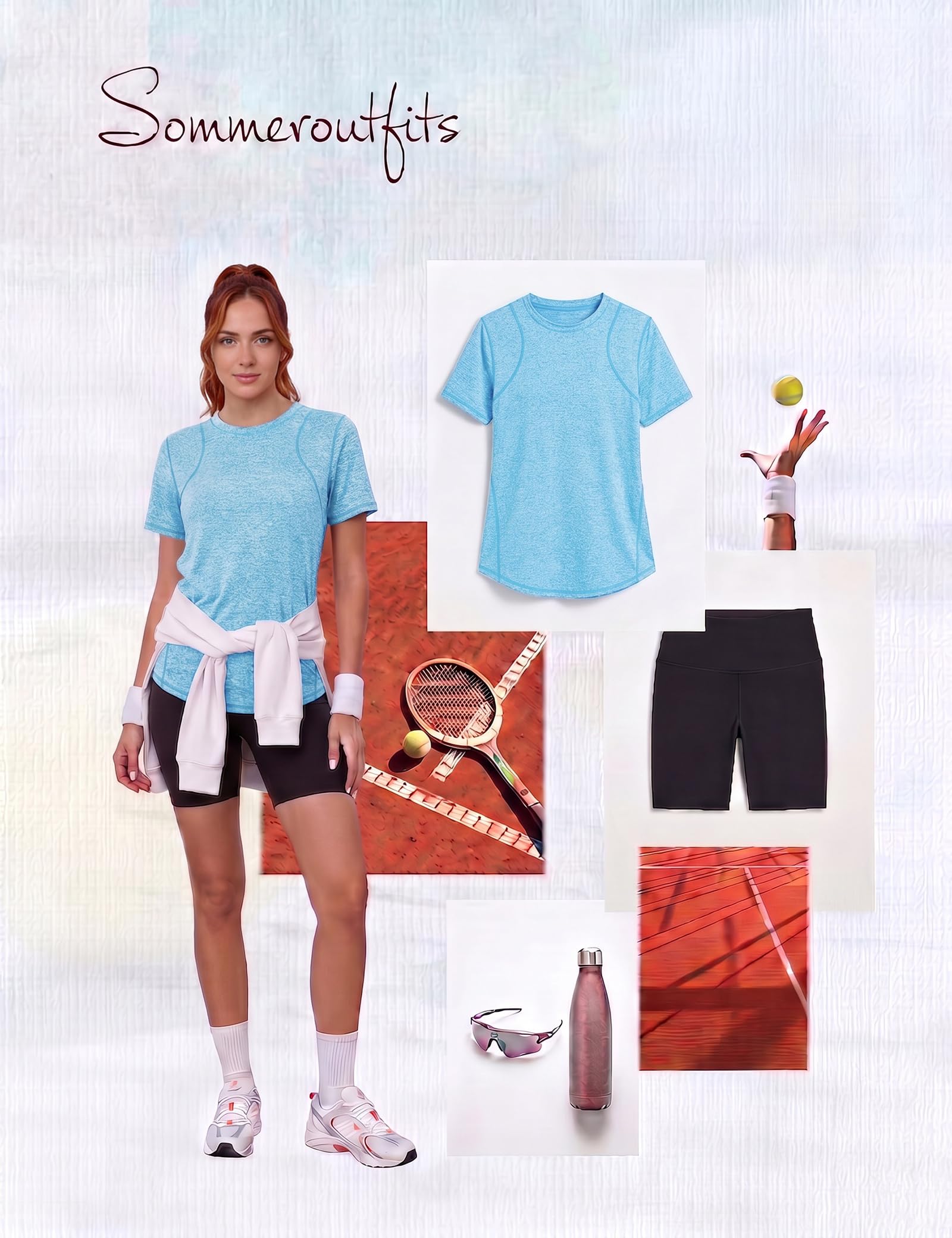 Gyabnw Camiseta Deporte Mujer Camisetas Fitness de Manga Corta Camiseta Holgada de Secado Rápido Deportiva Entrenamiento Atlético Ropa Yoga VeranoTop con Cuello Redondo