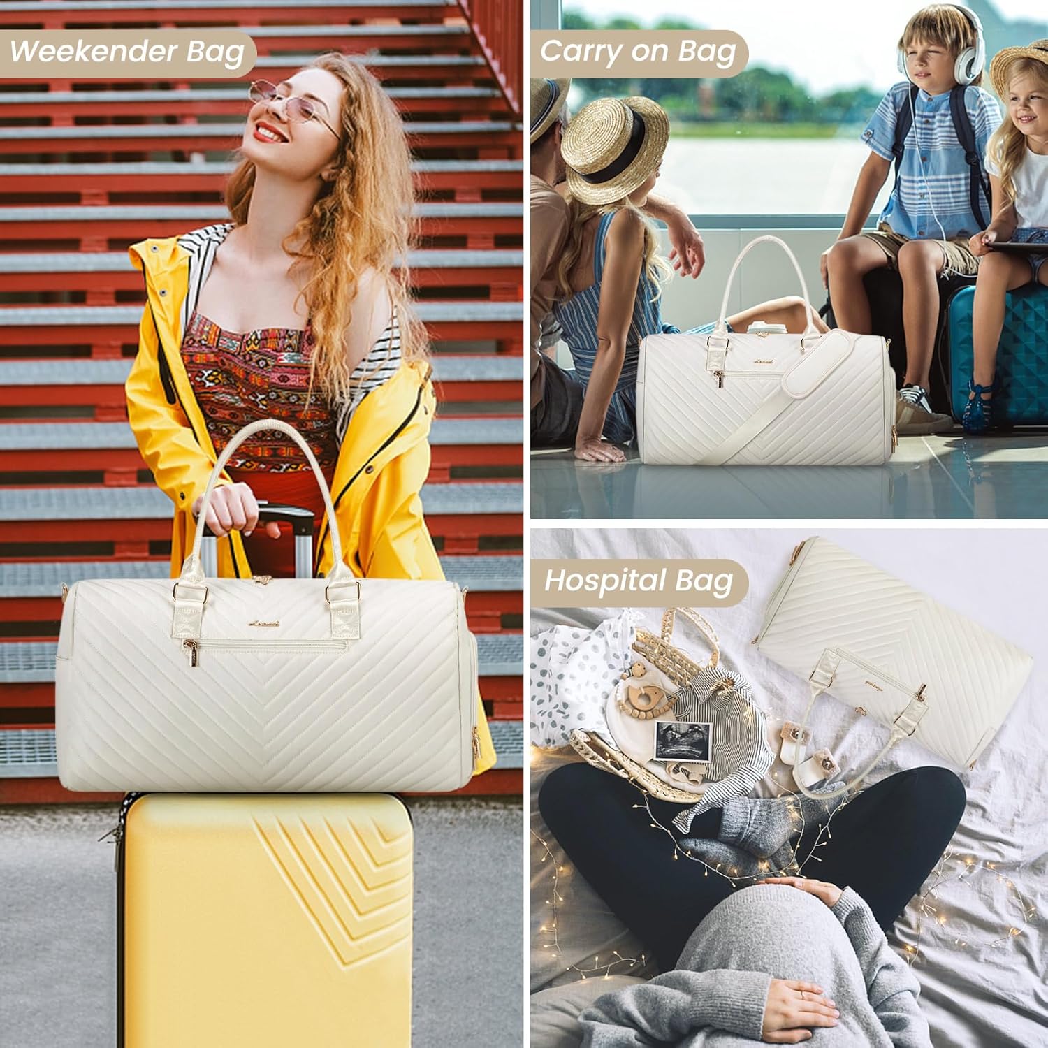 LOVEVOOK Travel Duffle Bag, Weekender Bag for Women with Toiletry Bag, Carry on Overnight Bag with Shoe Compartment, Gym Duffel Bag with Wet Pocket, Mommy Hospital Bags for Labor and Delivery - Image 6