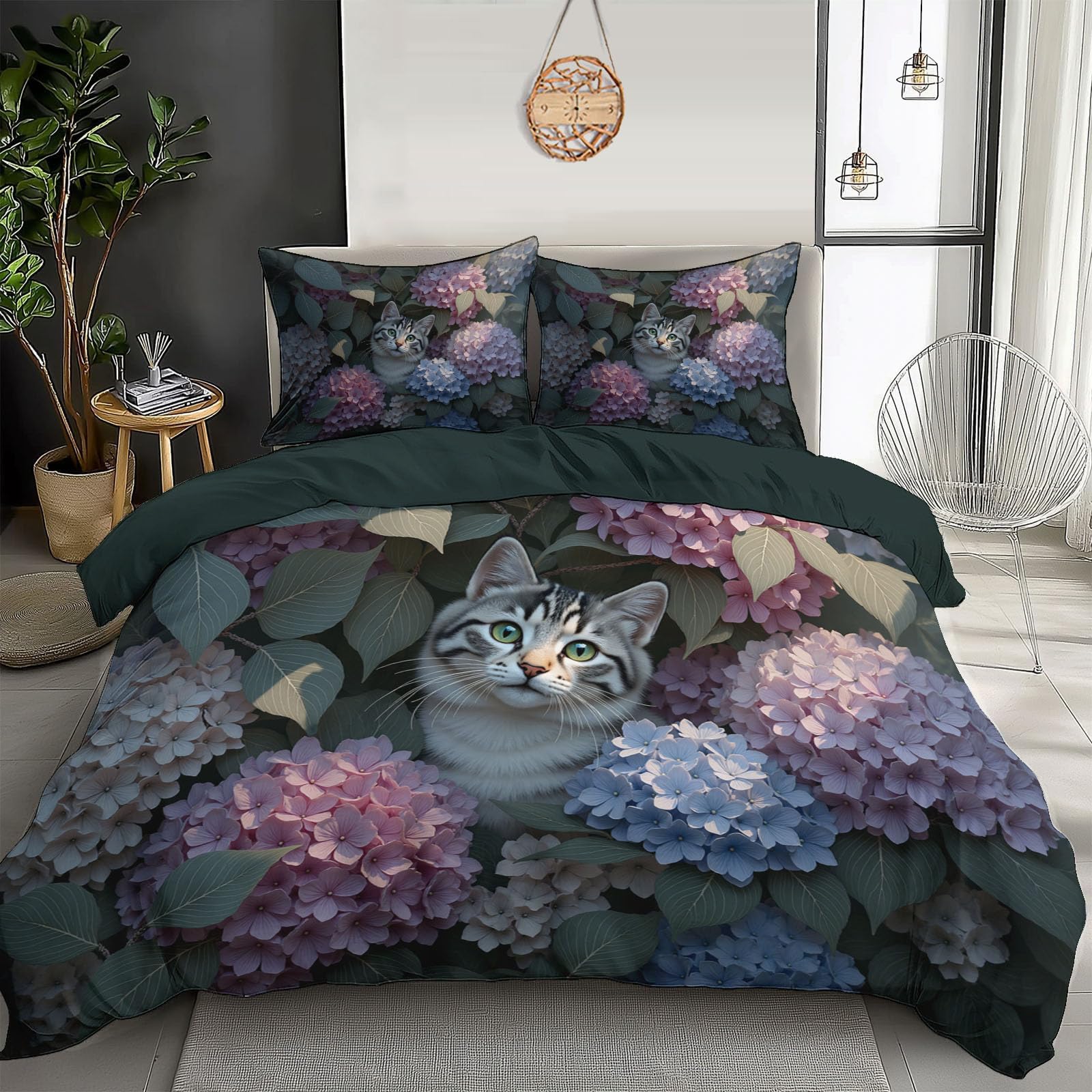 Parure de lit chat en tissu hypoallergénique pour lit enfant