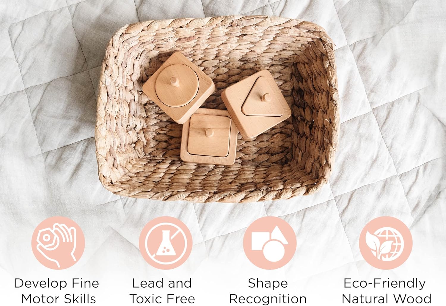 Montessori & Me Infant Bundle – Ball Tracker, Object Permanence Box, Single Shape Puzzles, and Sensory Tissue Box for Cognitive and Motor Skill Development