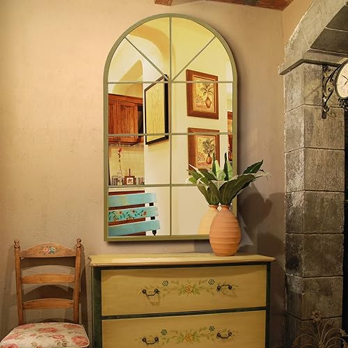 Miniatura 6 de ironsmithn Espejo de pared decorativo largo para colgar en la pared, para baño, sala de estar o dormitorio (dorado)