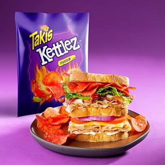 Takis Fuego Kettlez Potato Chips 2.5 oz Snack, Extreme Hot Chili Pepper & Lime Flavored