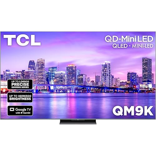 TCL 85 Inch Class QM9K Series | Mini LED QLED 4K | 85QM9K, Latest Model | 144HZ Peak Brightness & Contrast Dolby Vision | Up to LD6K Precise Dimming | AI Smart Google TV | Dolby Atmos Bang & Olufsen