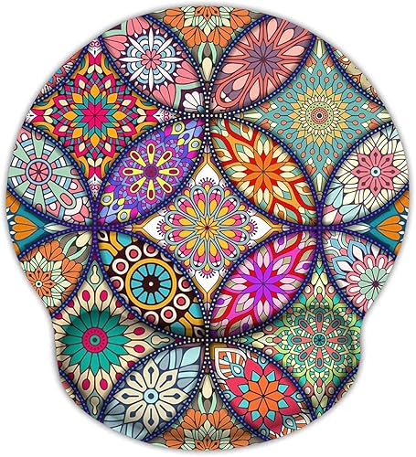Britimes Ergonomic Mouse Pad with Wrist Support Mandala Floral Non-Slip Rubber Base Mousepad for Home Office Gaming Working Computers Laptop Easy