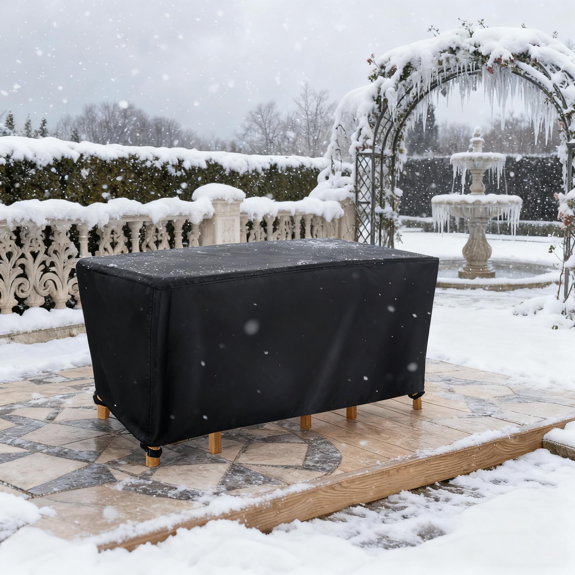 XIANGPEIFBH Garden Furniture Covers 60x60x50/LxWxH 420D Oxford Fabric Waterproof Outdoor Patio Rattan Cube Table Covers Windproof Windproof Anti-UV Rectangular Table and Chair Set for Sofa Cover