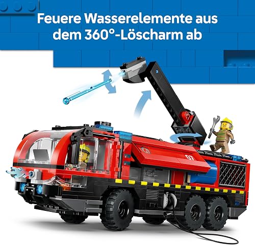 LEGO City Airport Fire Engine Truck Toy - Emergency Vehicle Model Kit w/ 4 Firefighter Minifigures - Birthday Gift Idea for 7+ Year Old Boys & Engineering Fans - 60499 - 5