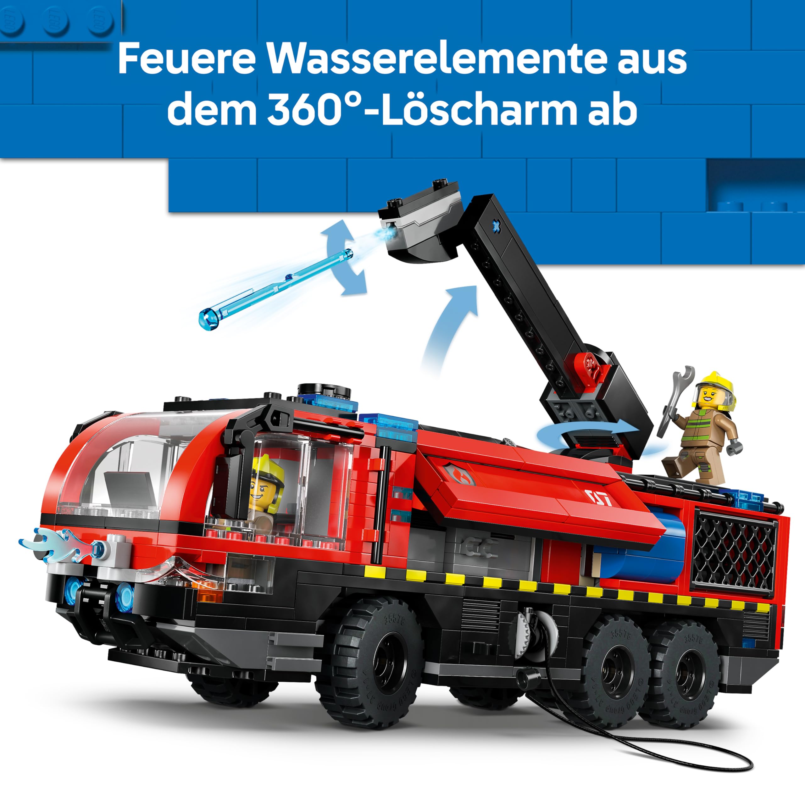 LEGO City Flughafenlöschfahrzeug - Spielzeug Einsatzfahrzeug - Modellbau mit 4 Feuerwehr Minifiguren - Geburtstagsgeschenk für Jungen ab 7 Jahren und Technikfans - 60499