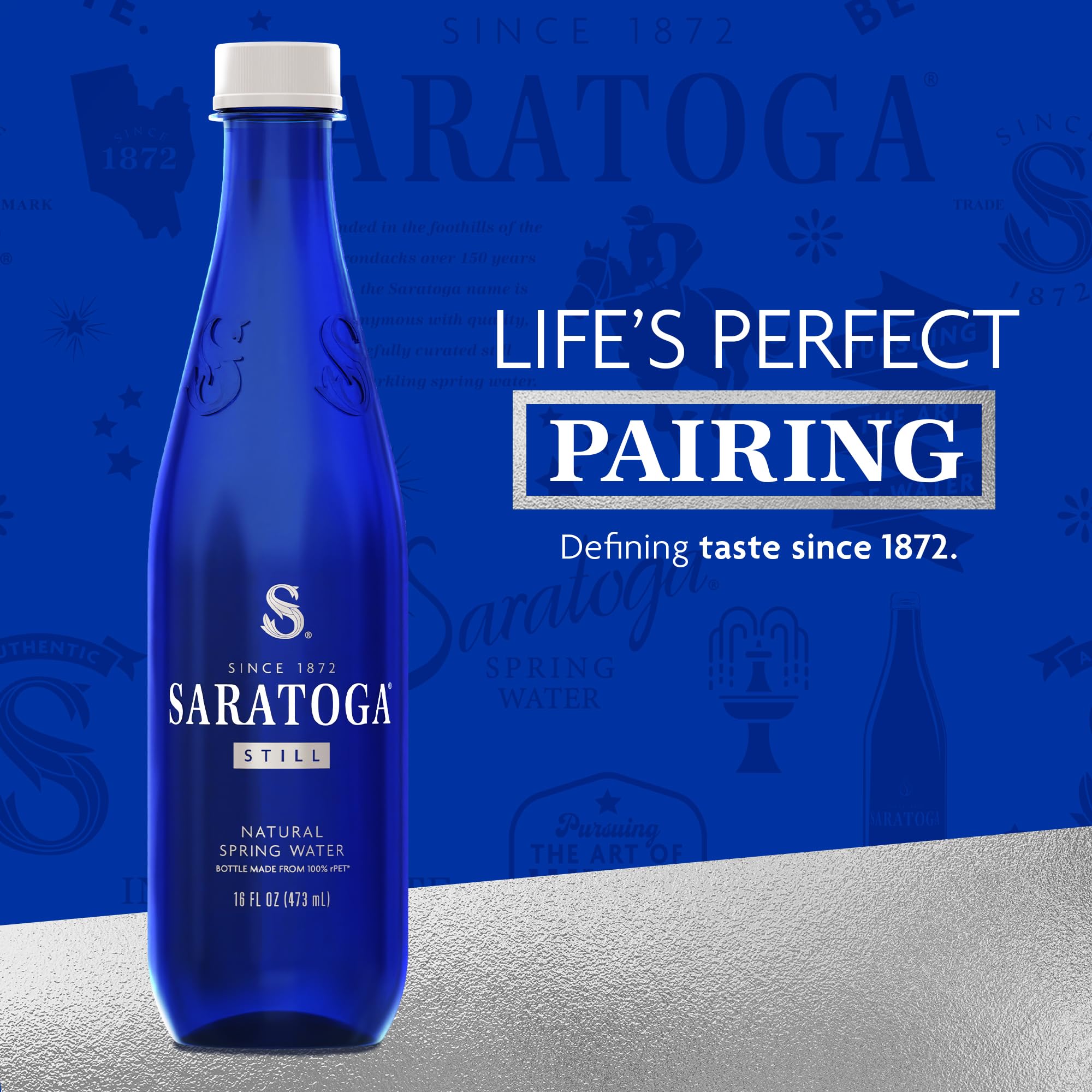 Saratoga Spring Water Bottles, 24 Pack – Still Bottled Water – Recycled PET Plastic Bottles – 16 Fl Oz