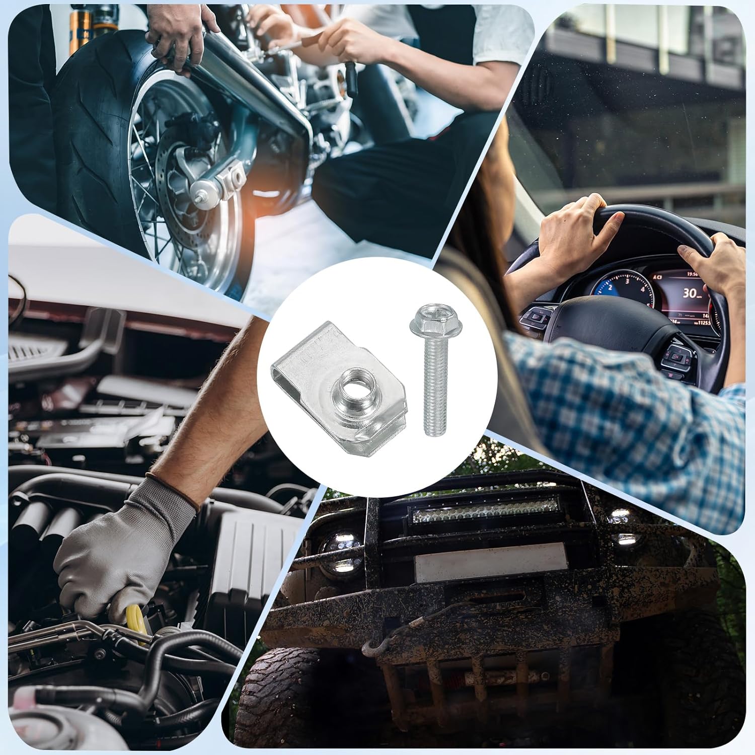 Generic M5-0.8 Bolt and U-Nut, 10 Pcs Extruded U Nut & Body Bolt Kit Fasteners Hardware for Automotive Metal Cars Motorcycles