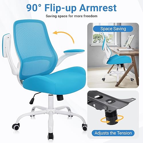 Miniatura 5 de HYLONE Silla de oficina resistente, asiento ergonómico de 5 pulgadas de grosor con reposabrazos ajustables, sillas de computadora de oficina en casa