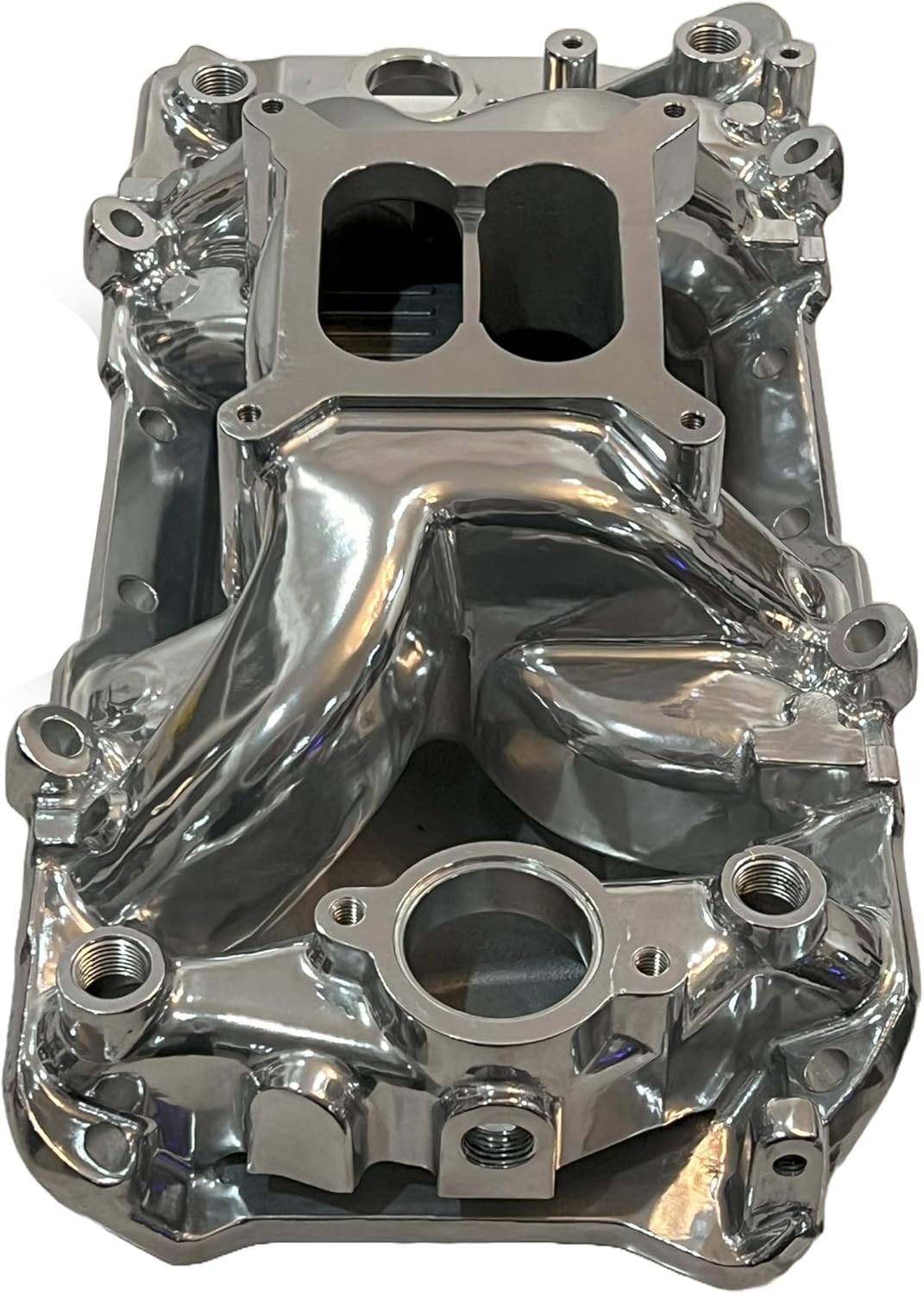 Polished Aluminum Big Block Chevy Intake Manifold Dual Plane Air Gap Large Oval Port 396 402 427 454 502 1500-6500 RPM for Street Strip Performance Builds Muscle Cars & Hot Rods 4150 Square Bore BBC