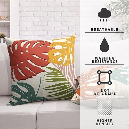 Miniatura 10 de Paquete de 2 fundas de almohada de hojas de arce de 20 x 20 pulgadas, fundas de almohada de otoño para exteriores, fundas de almohada de lino y