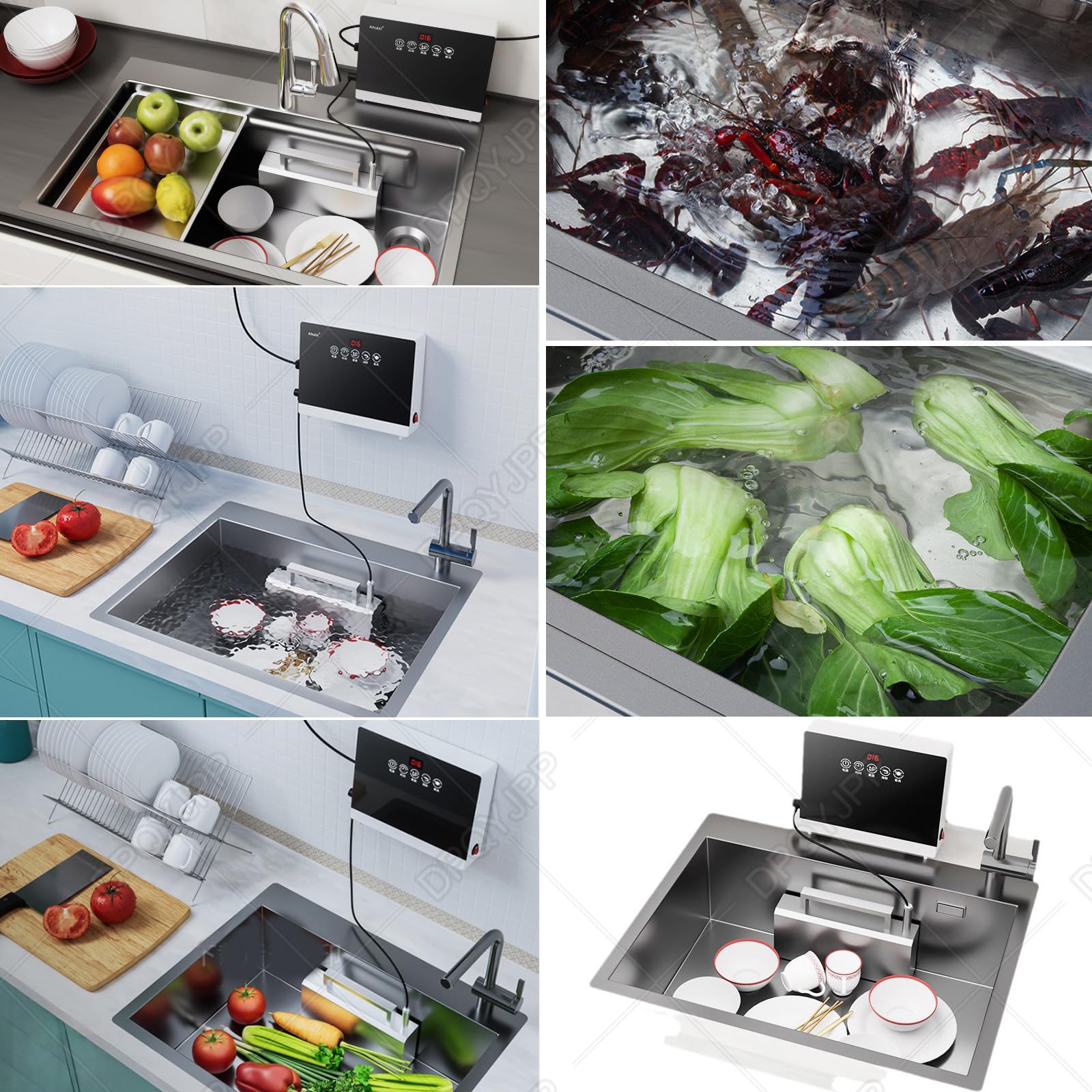 Lave-Vaisselle à ultrasons 380 W avec Commande Tactile pour Fruits et légumes, sans Installation