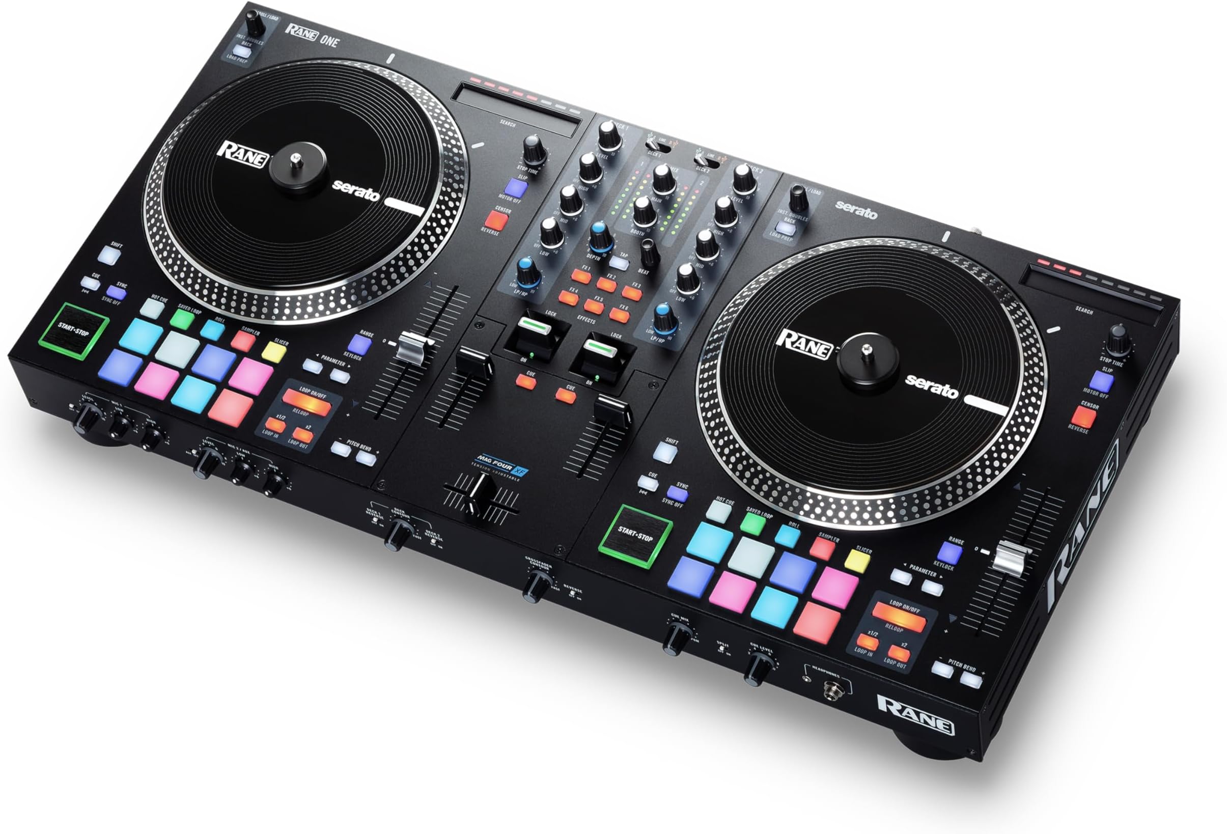 RANE ONE, Complete DJ Set with 7.2" Motorized Platters, DJ Controller with 2 Decks and Integrated DJ Mixer with FX Paddles, Serato DJ Pro Included