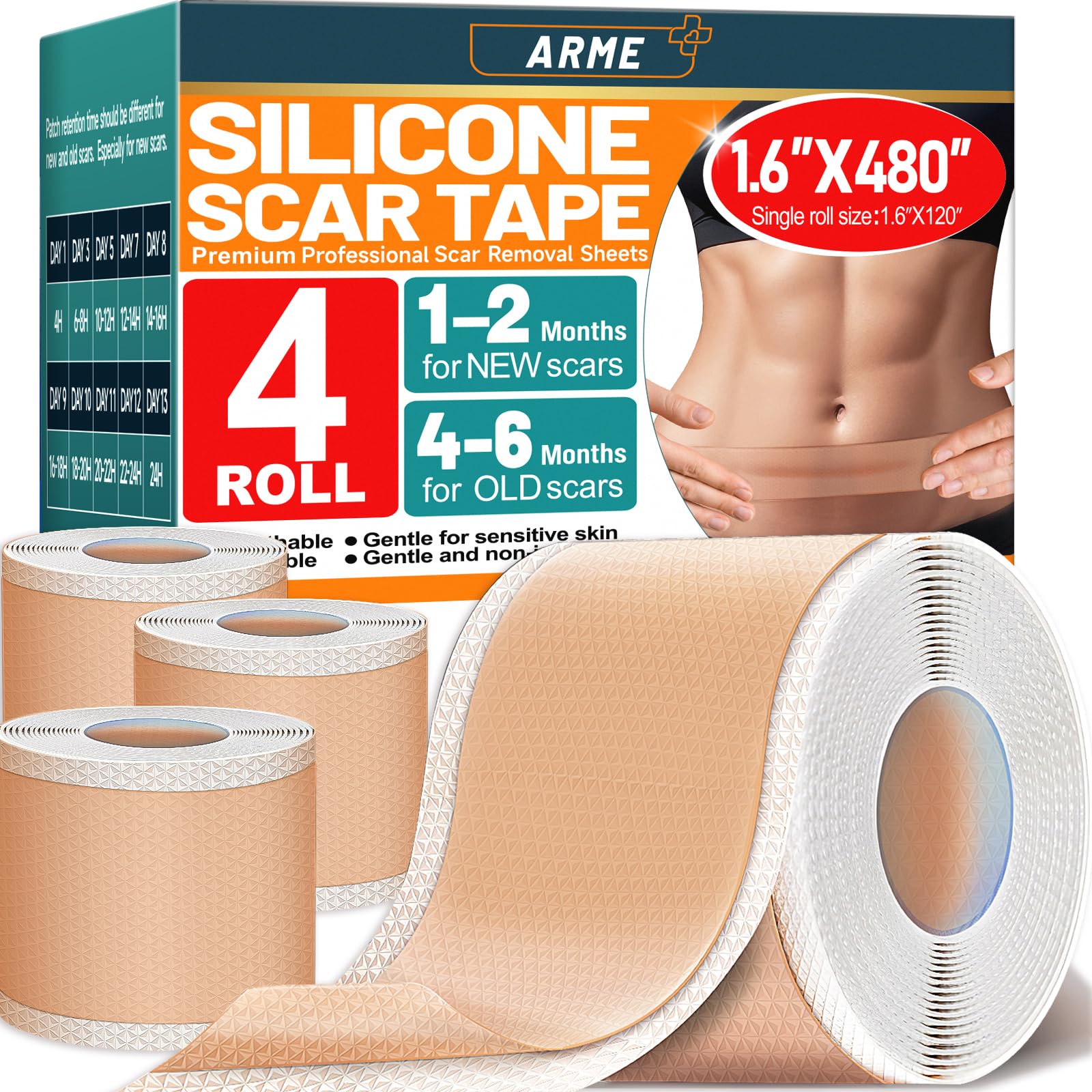 Silicone Scar Tape - Reduce Scar Appearance -8 Silicone Scar Tape - Reduce Scar Appearance -8