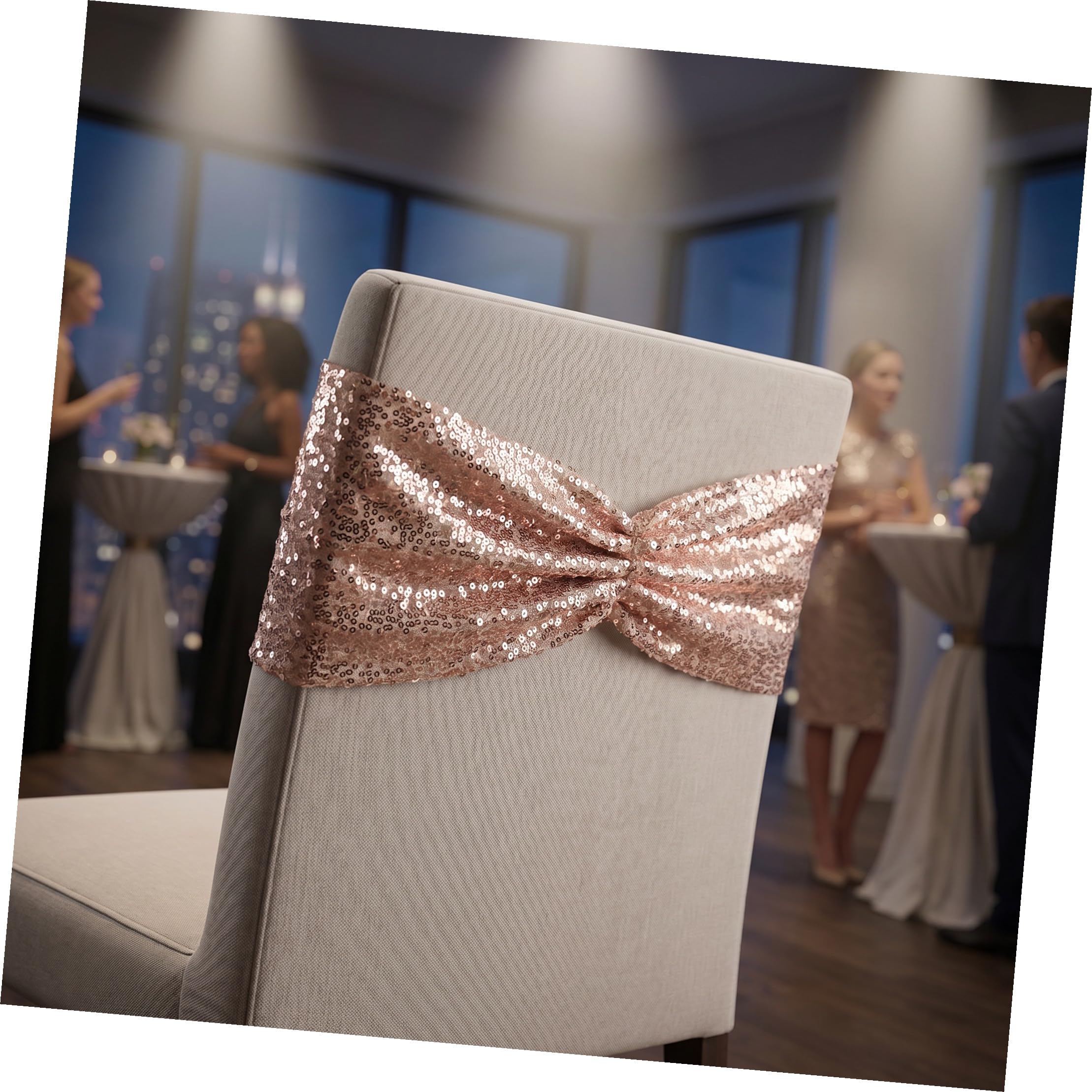 Happyyami 10 Stück Pailletten Stuhlbänder Glänzende Stuhlschleifen aus Polyester Gold Pack Dekorativ für Bankett Party und Hochzeit
