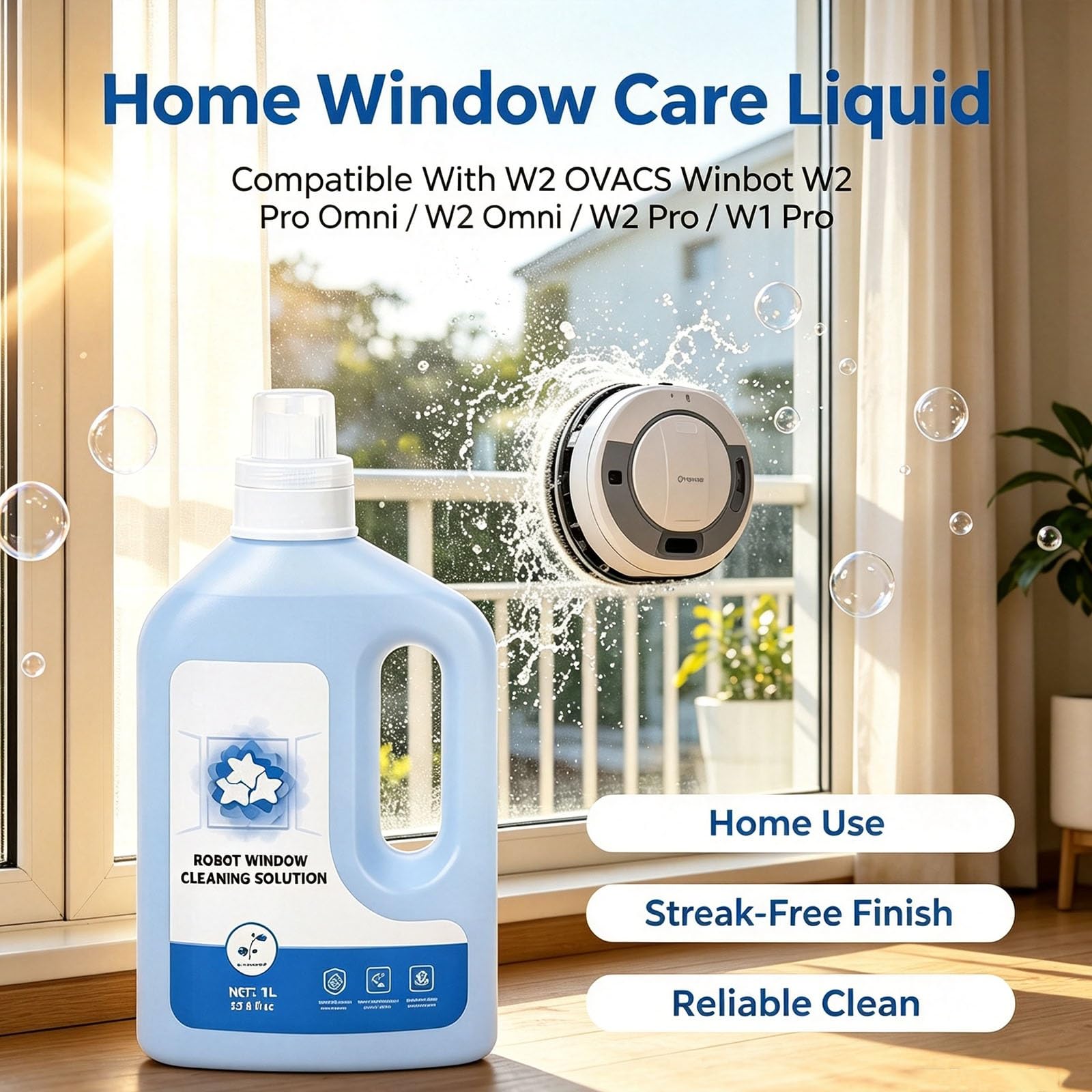 Líquido limpiador para cristales compatible con ECOVACS Winbot W1 W2 Pro Mini Omni