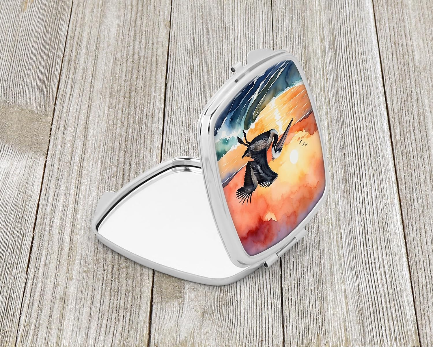Caroline's Treasures Pelican Fiery Sunset Compact Mirror Decorative Travel Makeup Mirror for Women Girls Gifts Pocket Makeup Mirror Folding Handheld image 2