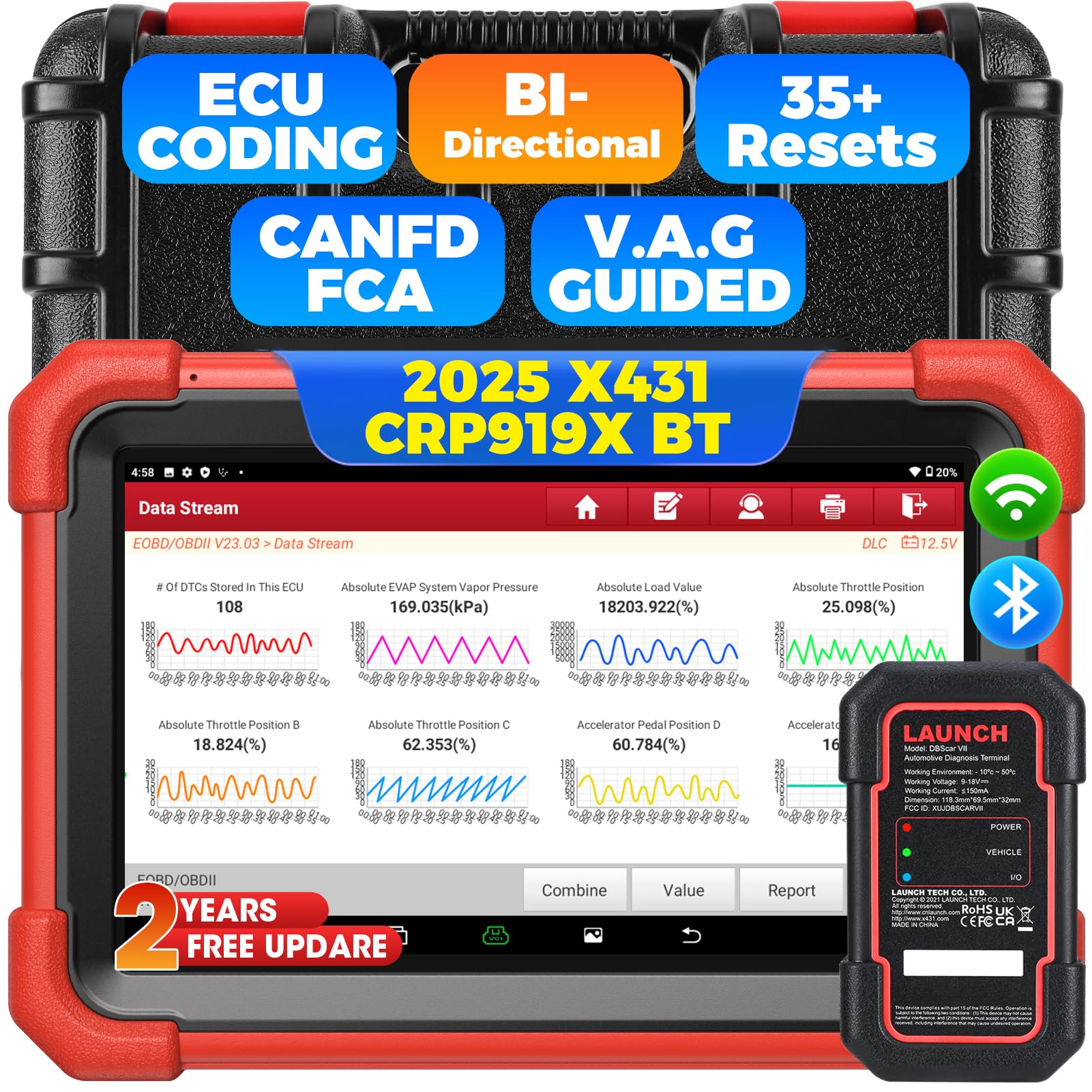 MEH-P919とAVX-P9DV LAUNCH X431 CRP919XBT Elite Wireless OBD2 Diagnostic Tool
